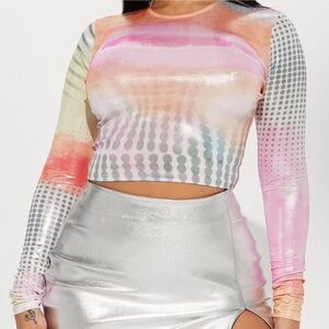 Fashion Nova Pastel Long Sleeve Crop Top